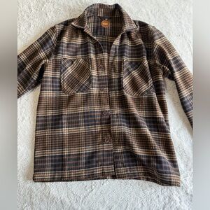 Men's Brown Plaid Button-Up Jacket